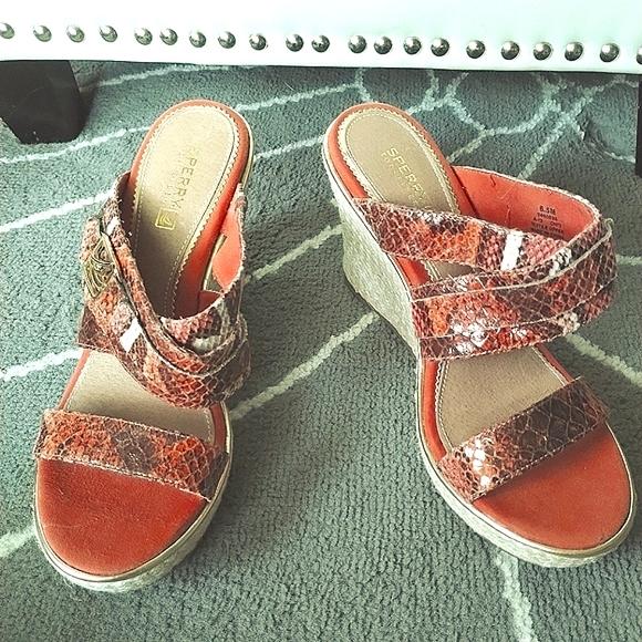 Sperry Top Sider Snake Print Espadrilles Wedge Sandals - Picture 3 of 13